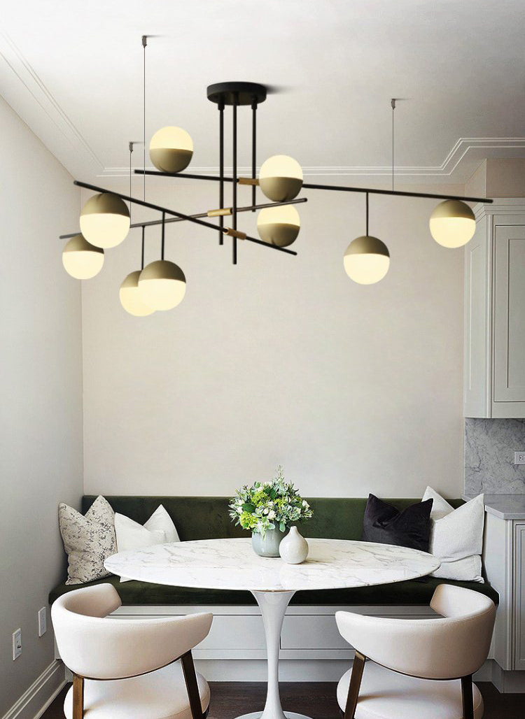 Gold Nut Shaped Suspension Light Nordic White Glass Island Ceiling Light for Living Room