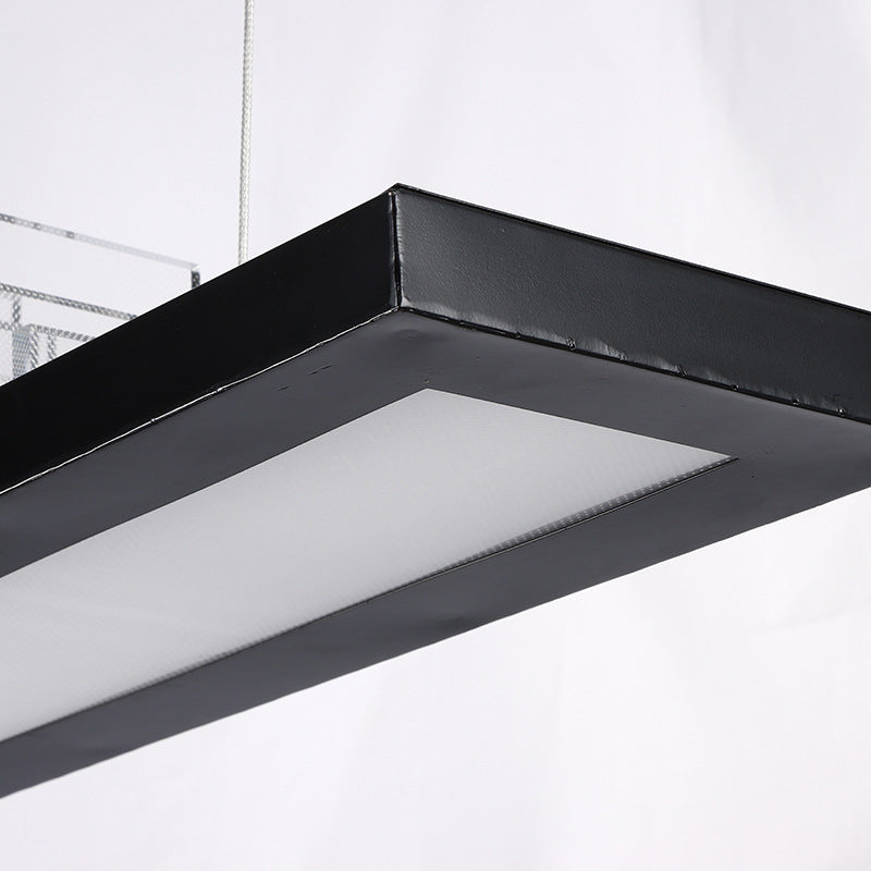 Rectangular LED Island Light Fixture Simplicity Acrylic Black Pendant Light for Dining Room
