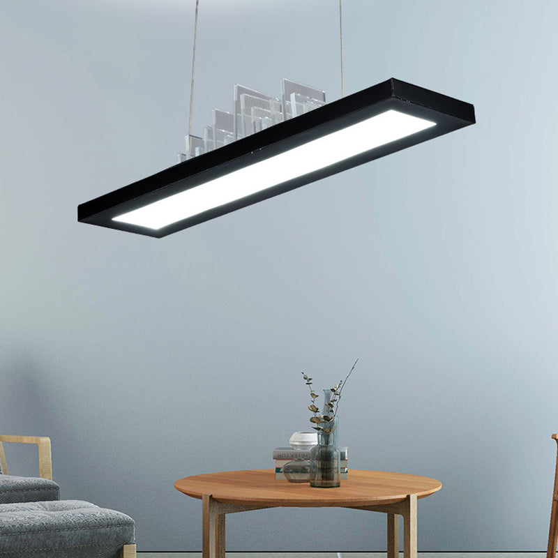 Rectangular LED Island Light Fixture Simplicity Acrylic Black Pendant Light for Dining Room