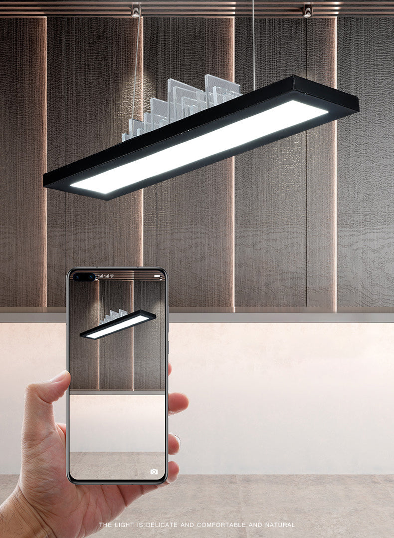 Rectangular LED Island Light Fixture Simplicity Acrylic Black Pendant Light for Dining Room