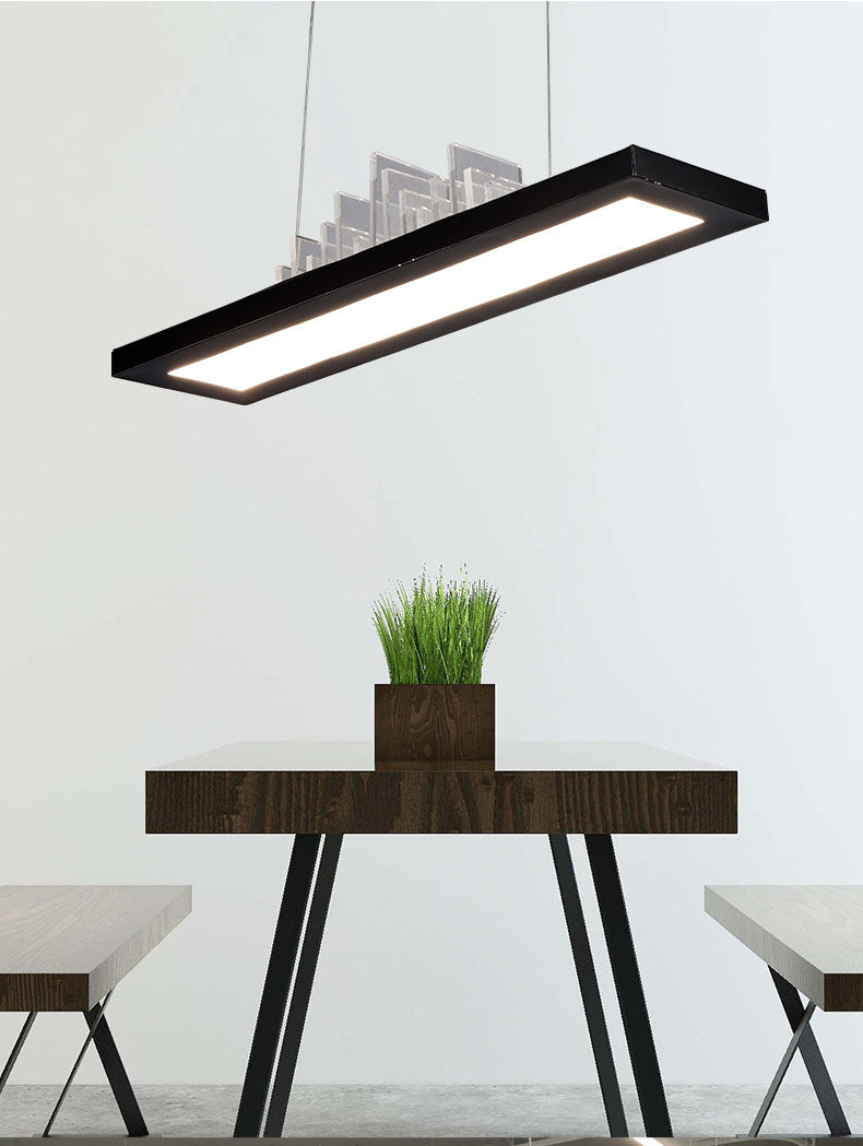 Rectangular LED Island Light Fixture Simplicity Acrylic Black Pendant Light for Dining Room