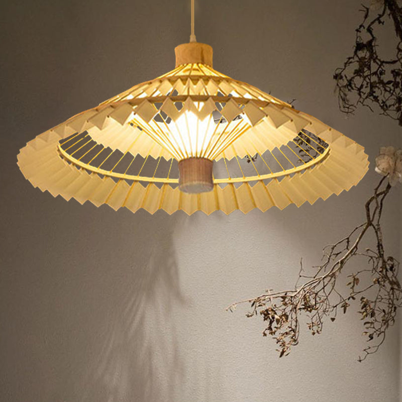 Tapered Pendant Lighting Tradition Bamboo 1 Bulb 19.5"/23.5" Wide Beige Hanging Lamp Kit