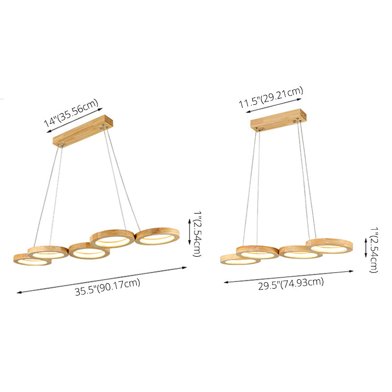 Sospensione in legno circolare Luce minimalista a LED Isola sospesa per il ristorante