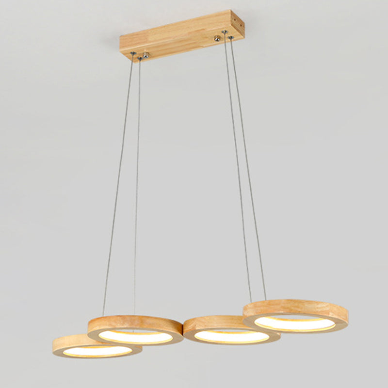 Sospensione in legno circolare Luce minimalista a LED Isola sospesa per il ristorante