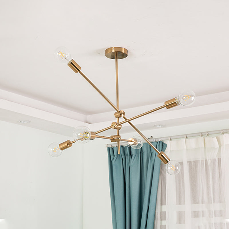 Modern Linear 6-Light Ceiling Light Adjustable Rotatable with Orb Glass Shade