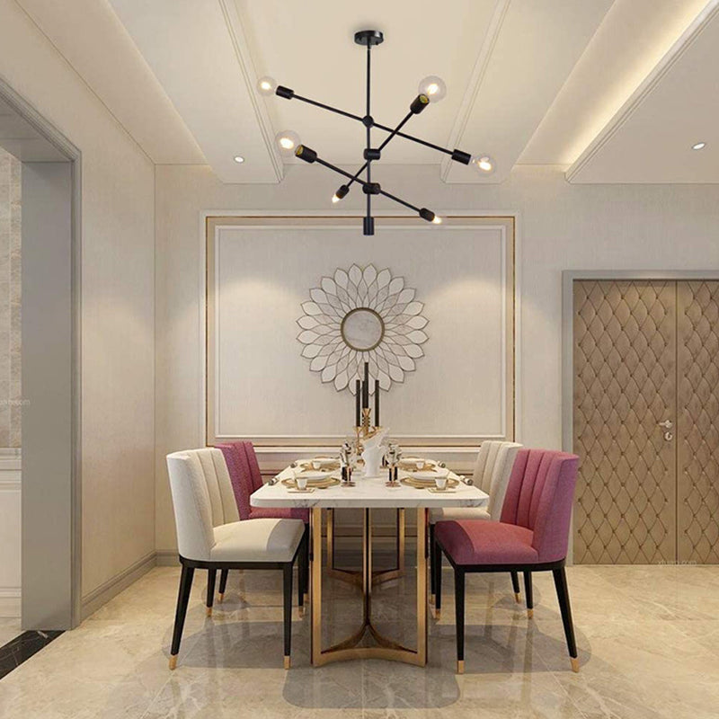 Modern Chandelier, Black Light Fixture Led Bulb with Adjustable Height