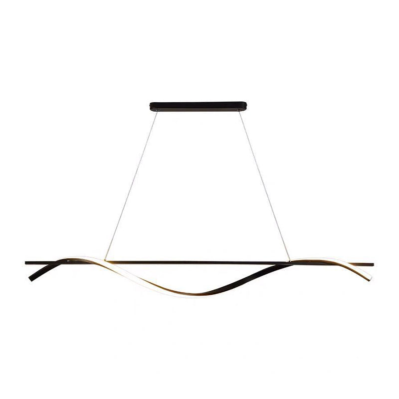 Minimalisme moderne Black Linear Island Pending Lighting LED Metal Island Island Light pour table à manger