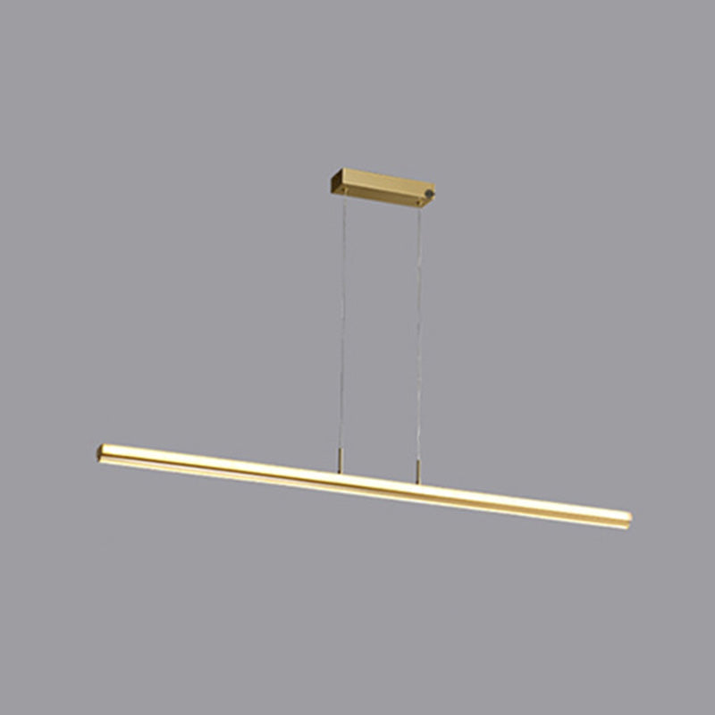 Modern Minimalism Gold Linear Island Pendant Lighting LED Metal Island Ceiling Light for Dining Table