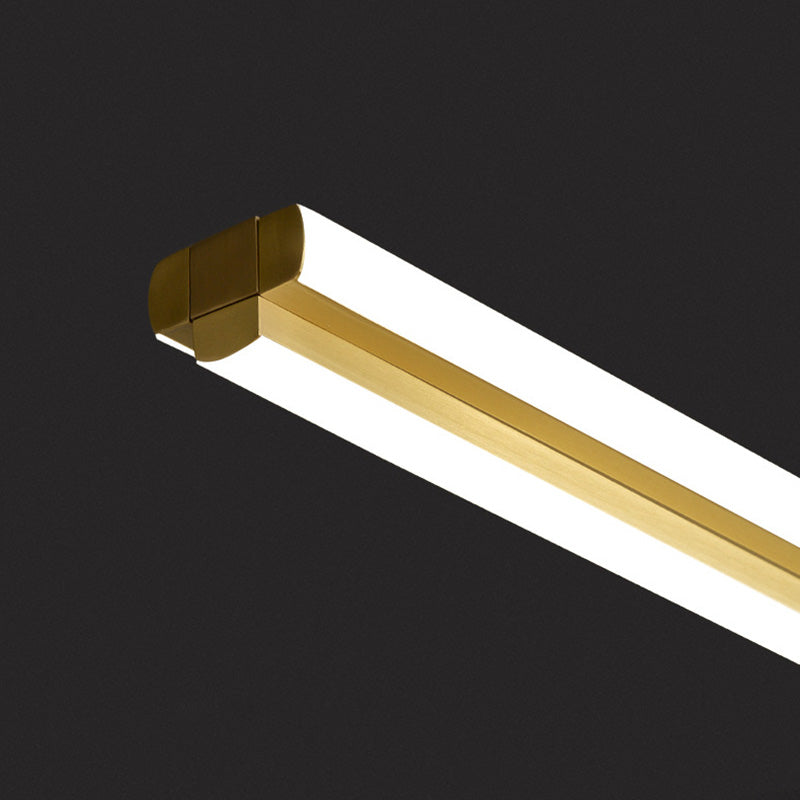 Modern Minimalism Gold Linear Island Pendant Lighting LED Metal Island Ceiling Light for Dining Table