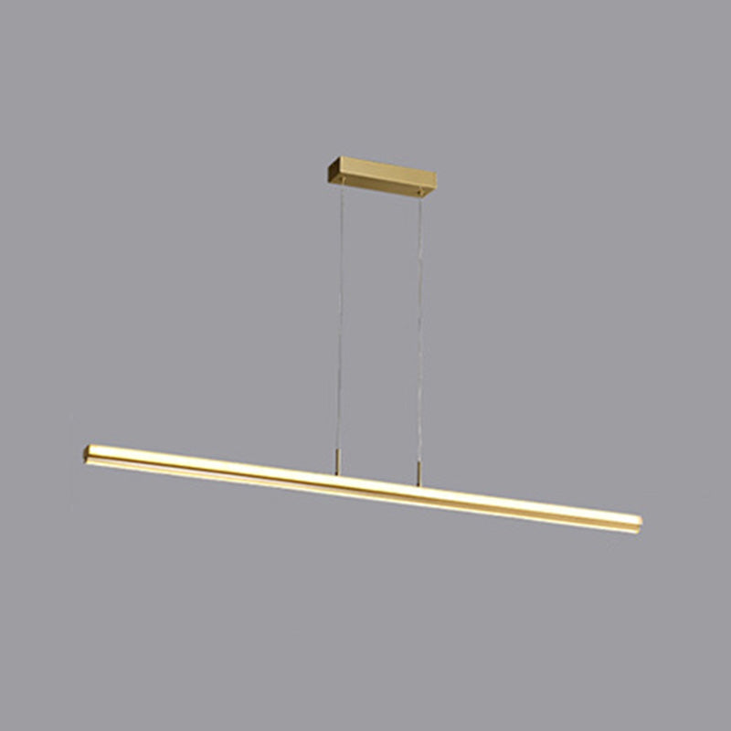 Modern Minimalism Gold Linear Island Pendant Lighting LED Metal Island Ceiling Light for Dining Table