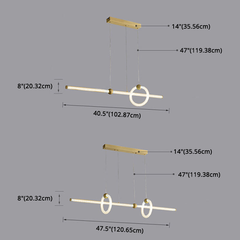 Minimalismo moderno Gold Linear Island Accensione a sospensione LED LED ACRILICO AFFICIO DI ACCOLO PER TAVOLO DELLA PESA