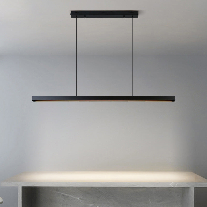 Minimalisme moderne Black Linear Island Pending Lighting LED Metal Island Island Light pour table à manger