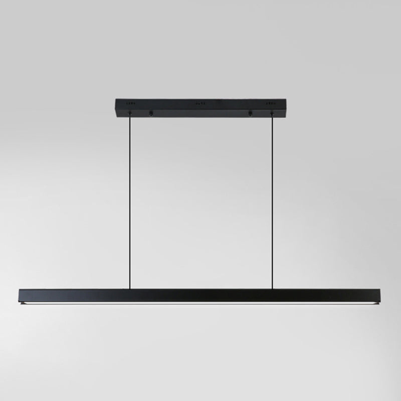 Minimalisme moderne Black Linear Island Pending Lighting LED Metal Island Island Light pour table à manger