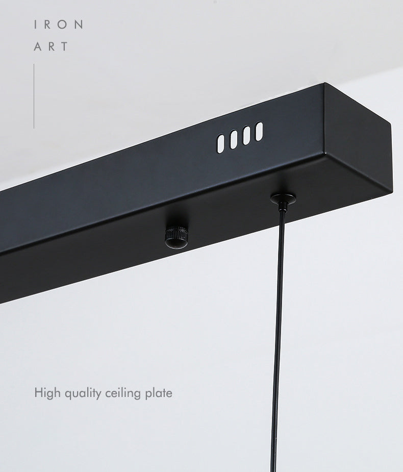 Minimalisme moderne Black Linear Island Pending Lighting LED Metal Island Island Light pour table à manger