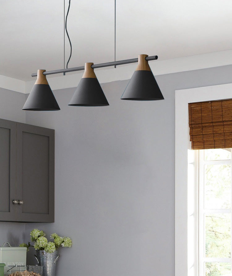 3 Lights Metal Island Pendant Lighting Nordic Style Cone Shade Island Lamps for Dining Table