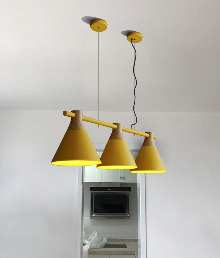 3 Lights Metal Island Pendant Lighting Nordic Style Cone Shade Island Lamps for Dining Table