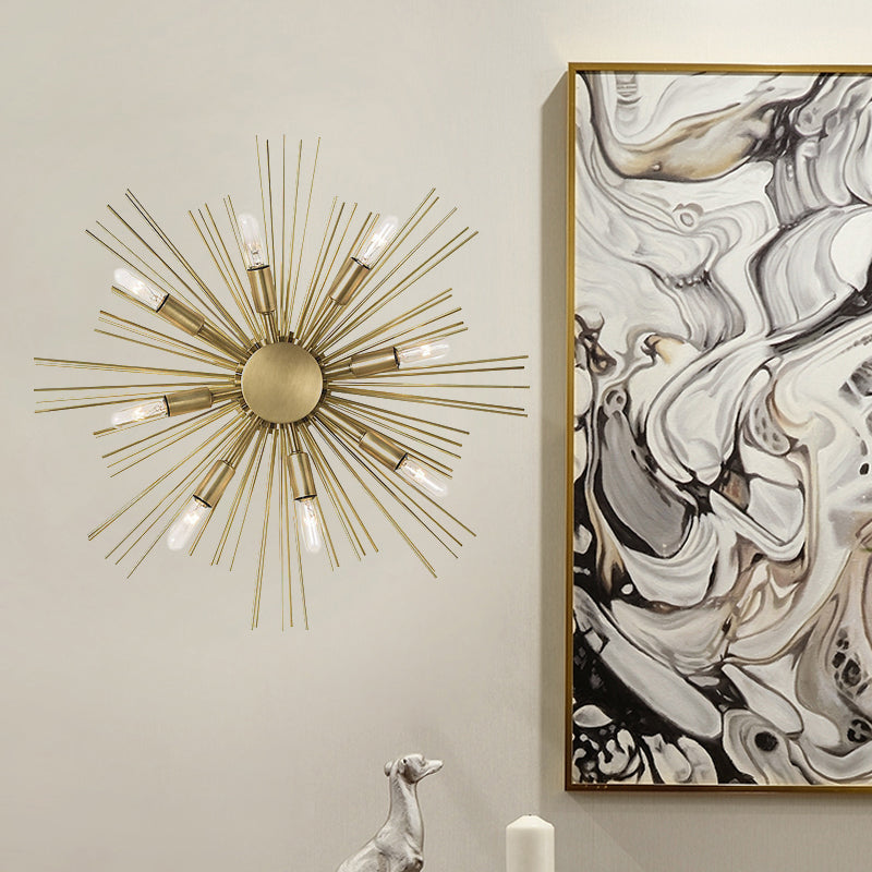 Sputnik Wall Sconce Contemporary Metal 8-Head Gold Finish Wall Mounted Light Fixture