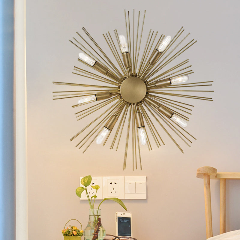 Sputnik Wall Sconce Contemporary Metal 8-Head Gold Finish Wall Mounted Light Fixture