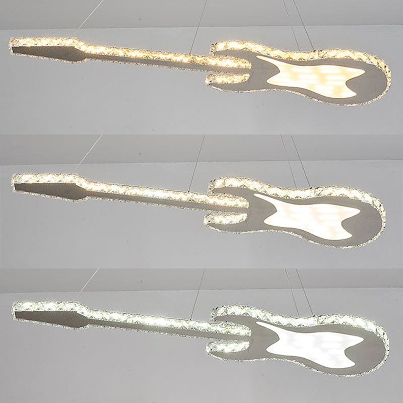 Modern Luxurious LED Island Pendant Lighting Guitar Crystal Decoration Island Ceiling Light for Living Room