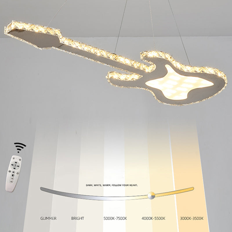 Modern Luxurious LED Island Pendant Lighting Guitar Crystal Decoration Island Ceiling Light for Living Room