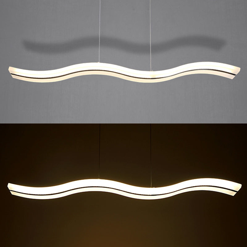 Modern Minimalist LED Island Pendant Lighting Wave Acrylic Island Ceiling Light for Living Room