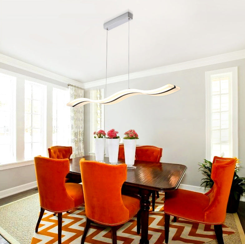 Modern Minimalist LED Island Pendant Lighting Wave Acrylic Island Ceiling Light for Living Room