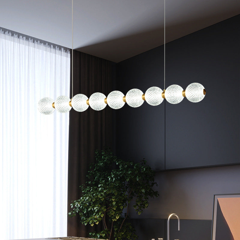 Clear Globe Acrylic Shade Island Pendant Modern Linear LED Dining Table Island Ceiling Light