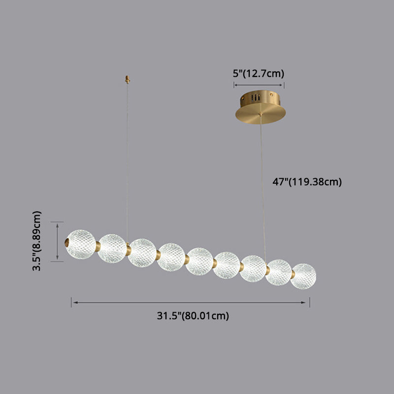 Clear Globe Acrylic Shade Island Pendant Modern Linear LED Dining Table Island Ceiling Light