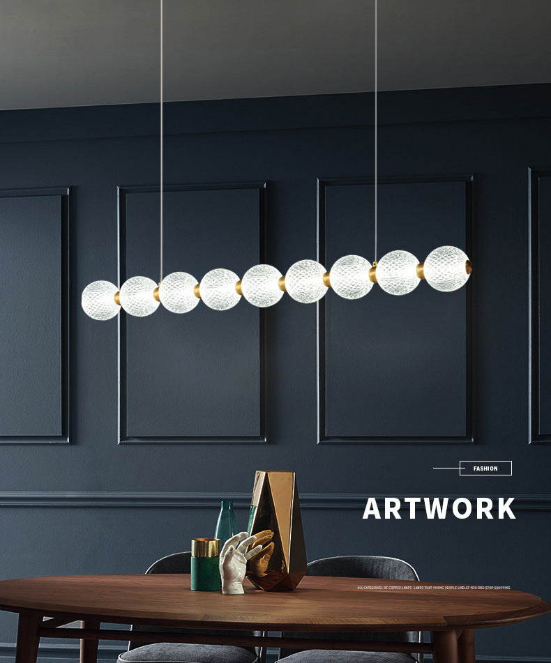 Clear Globe Acrylic Shade Island Pendant Modern Linear LED Dining Table Island Ceiling Light