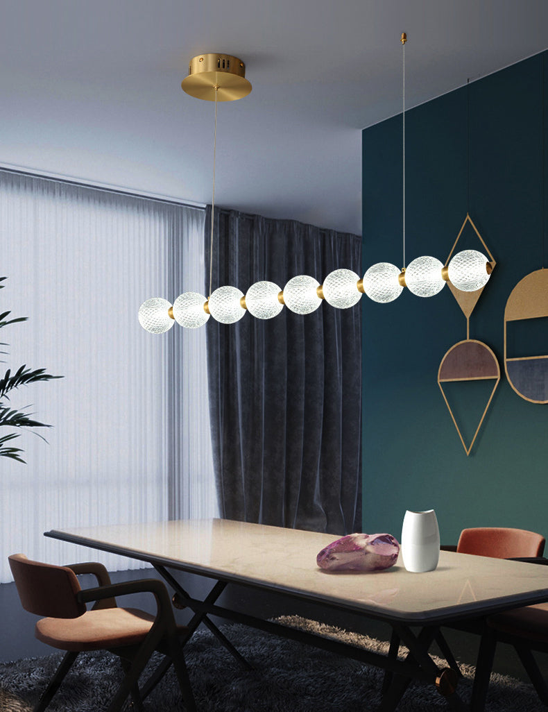 Clear Globe Acrylic Shade Island Pendant Modern Linear LED Dining Table Island Ceiling Light
