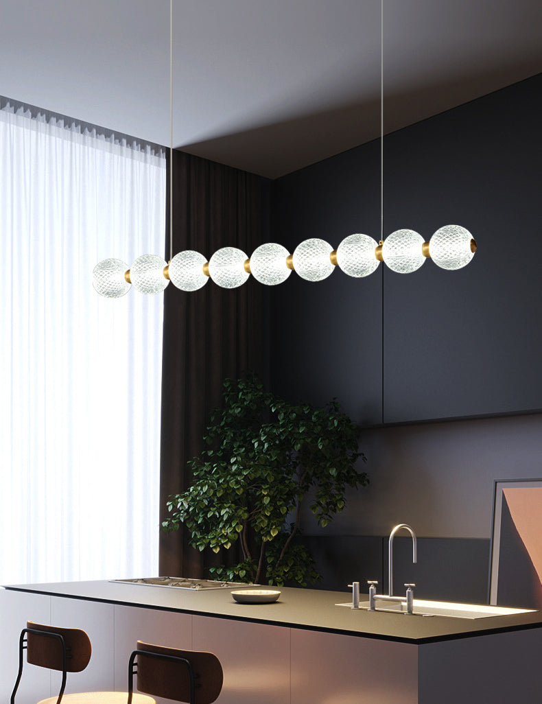 Clear Globe Acrylic Shade Island Pendant Modern Linear LED Dining Table Island Ceiling Light