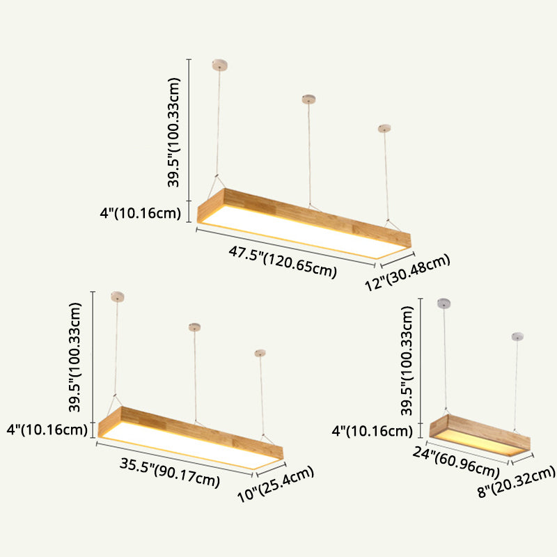 Pendance île rectangulaire beige éclairage moderne les lampes îles à LED minimaliste modernes