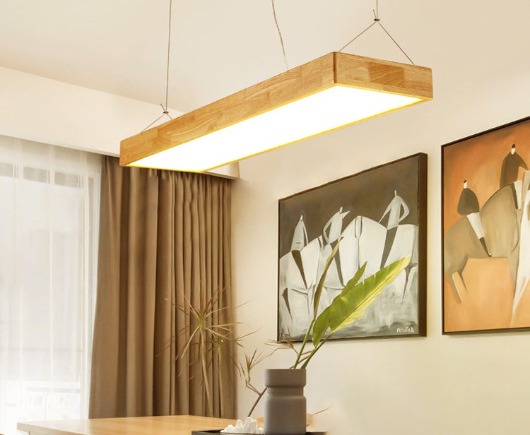 Pendance île rectangulaire beige éclairage moderne les lampes îles à LED minimaliste modernes