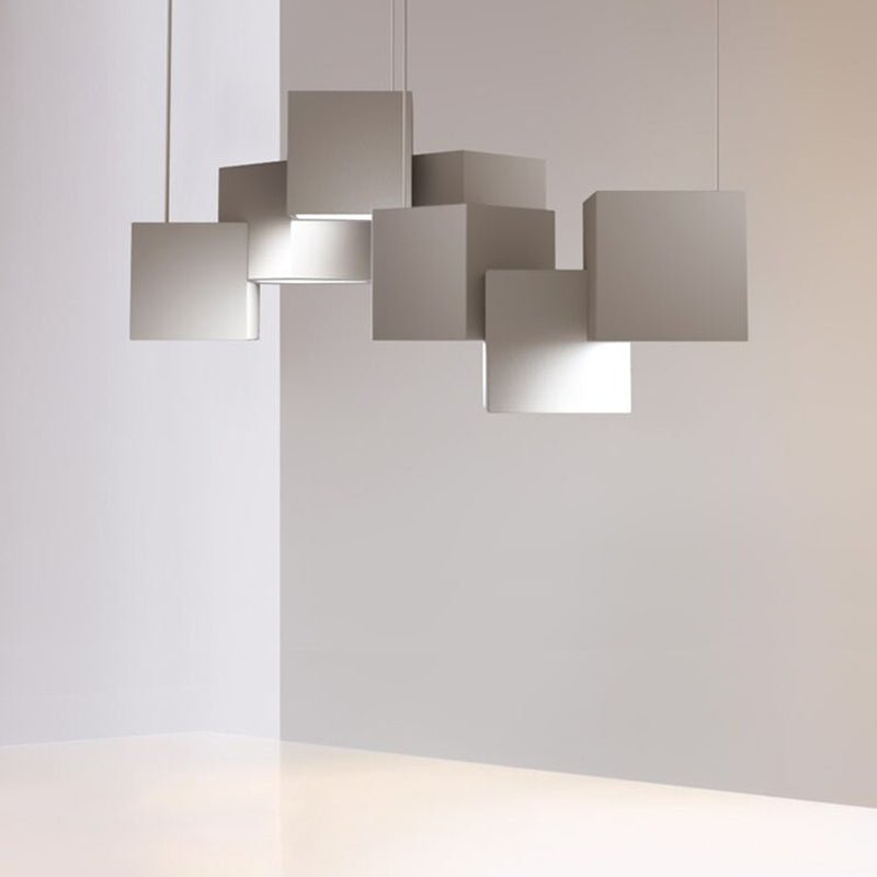 Multiple Square Island Pendant Lighting Modern Art Deco Metal LED Island Lamps for Art Gallery