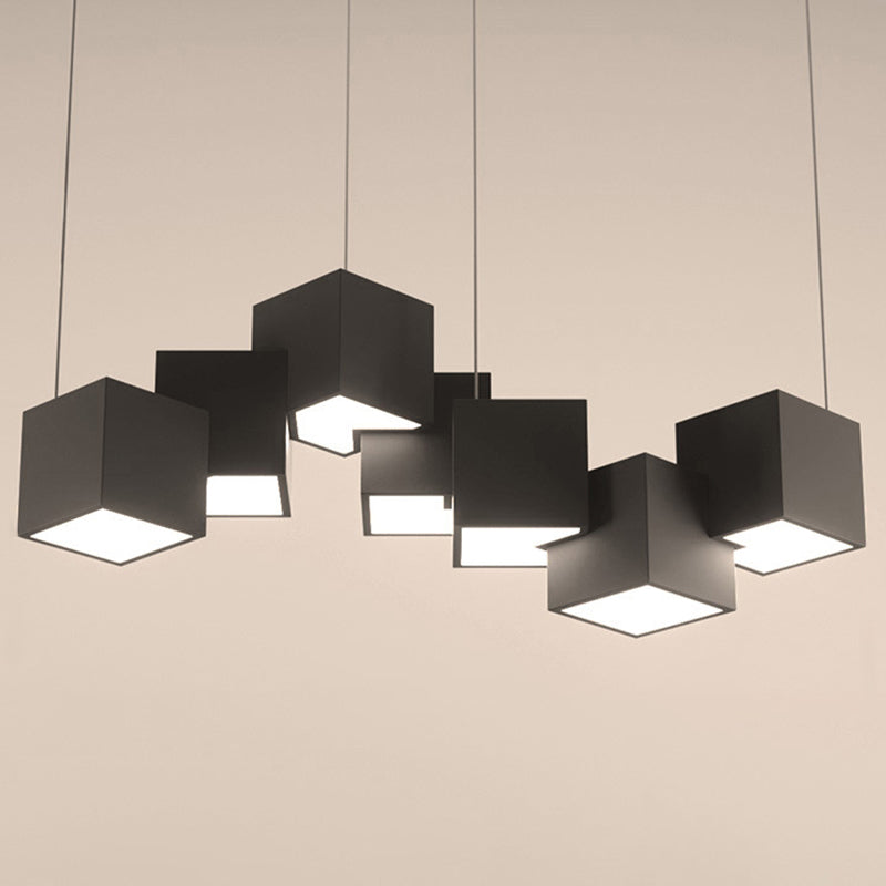 Multiple Square Island Pendant Lighting Modern Art Deco Metal LED Island Lamps for Art Gallery