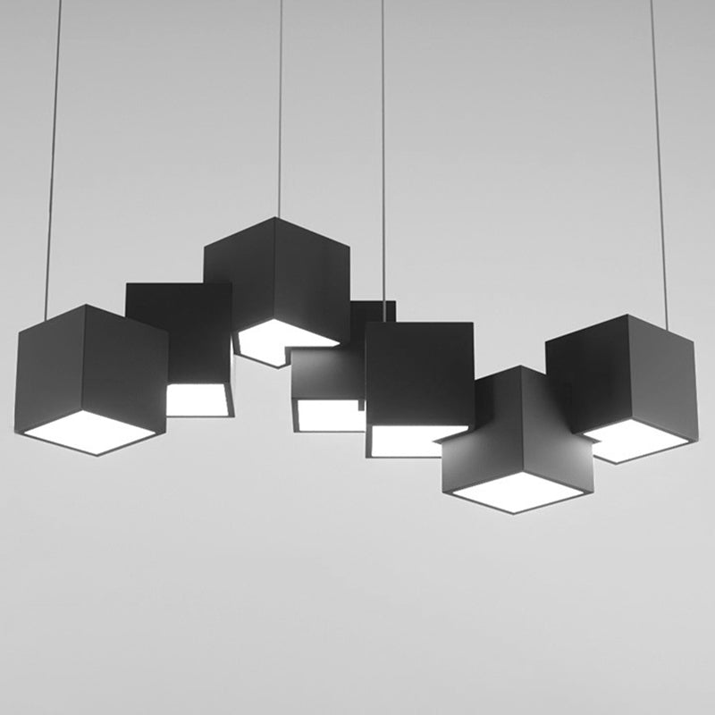 Multiple Square Island Pendant Lighting Modern Art Deco Metal LED Island Lamps for Art Gallery