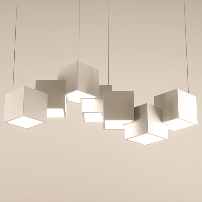 Multiple Square Island Pendant Lighting Modern Art Deco Metal LED Island Lamps for Art Gallery