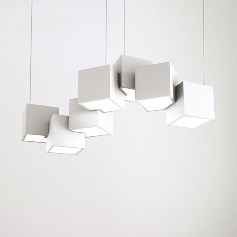 Multiple Square Island Pendant Lighting Modern Art Deco Metal LED Island Lamps for Art Gallery