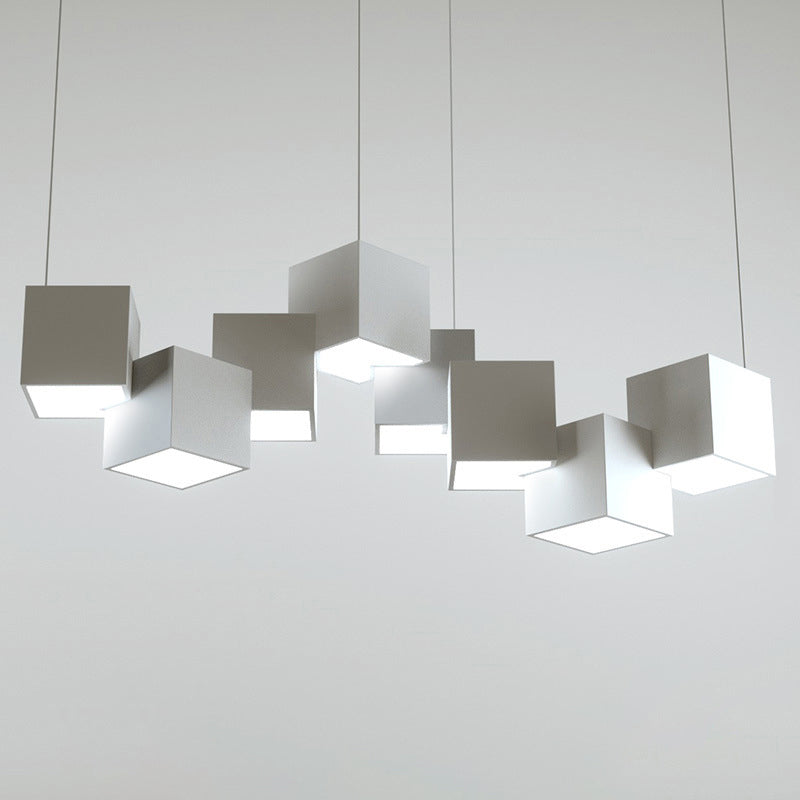 Multiple Square Island Pendant Lighting Modern Art Deco Metal LED Island Lamps for Art Gallery