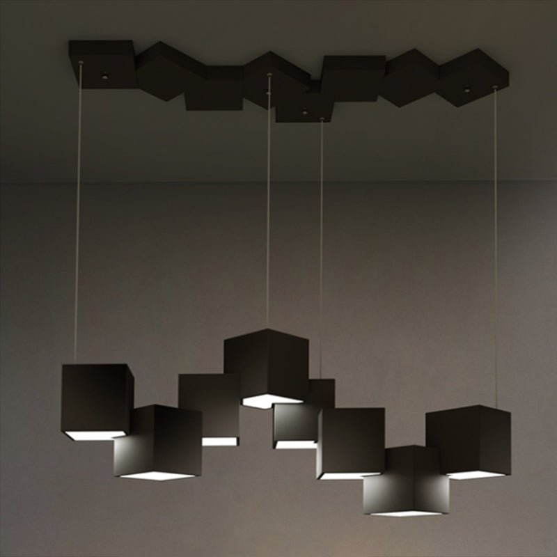 Multiple Square Island Pendant Lighting Modern Art Deco Metal LED Island Lamps for Art Gallery