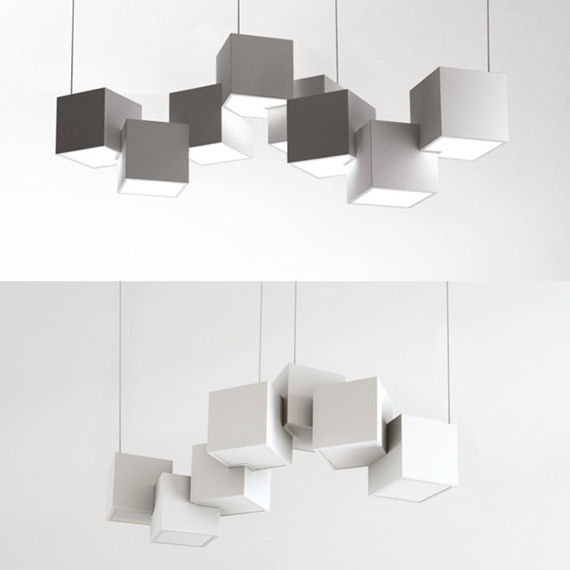 Multiple Square Island Pendant Lighting Modern Art Deco Metal LED Island Lamps for Art Gallery