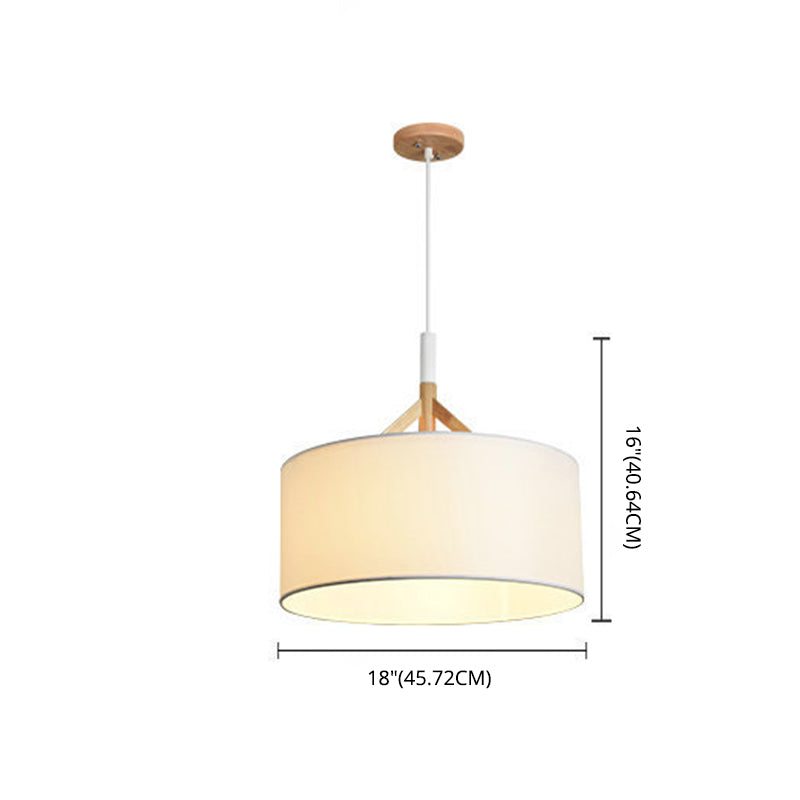 Lampada sospesa in tessuto in tessuto tamburo Modern Minimalist 1 Luce a sospensione Luce per camera da letto