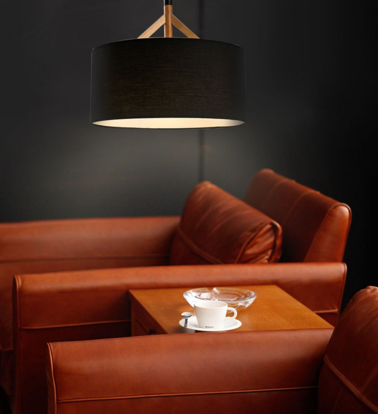 Lampada sospesa in tessuto in tessuto tamburo Modern Minimalist 1 Luce a sospensione Luce per camera da letto