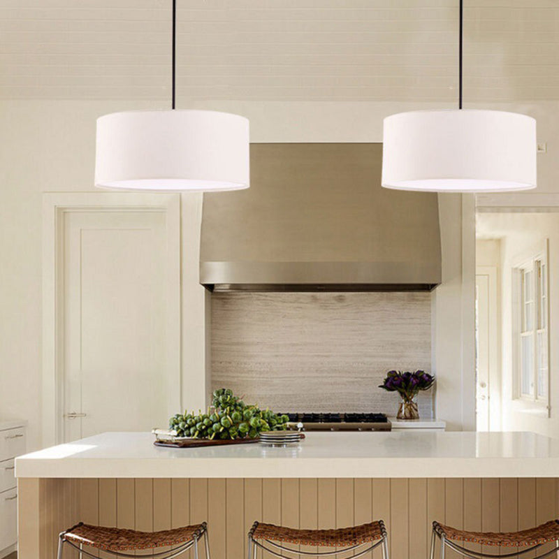 Lampada sospesa in tessuto in tessuto tamburo Modern Minimalist 1 Luce a sospensione Luce per camera da letto