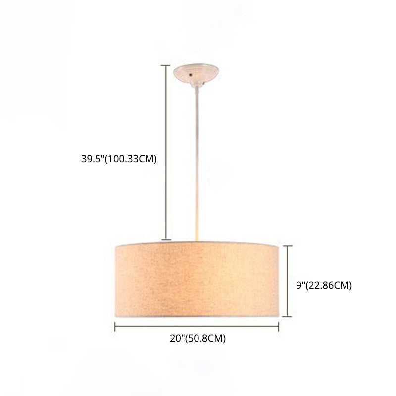 Lampada sospesa in tessuto in tessuto tamburo Modern Minimalist 1 Luce a sospensione Luce per camera da letto