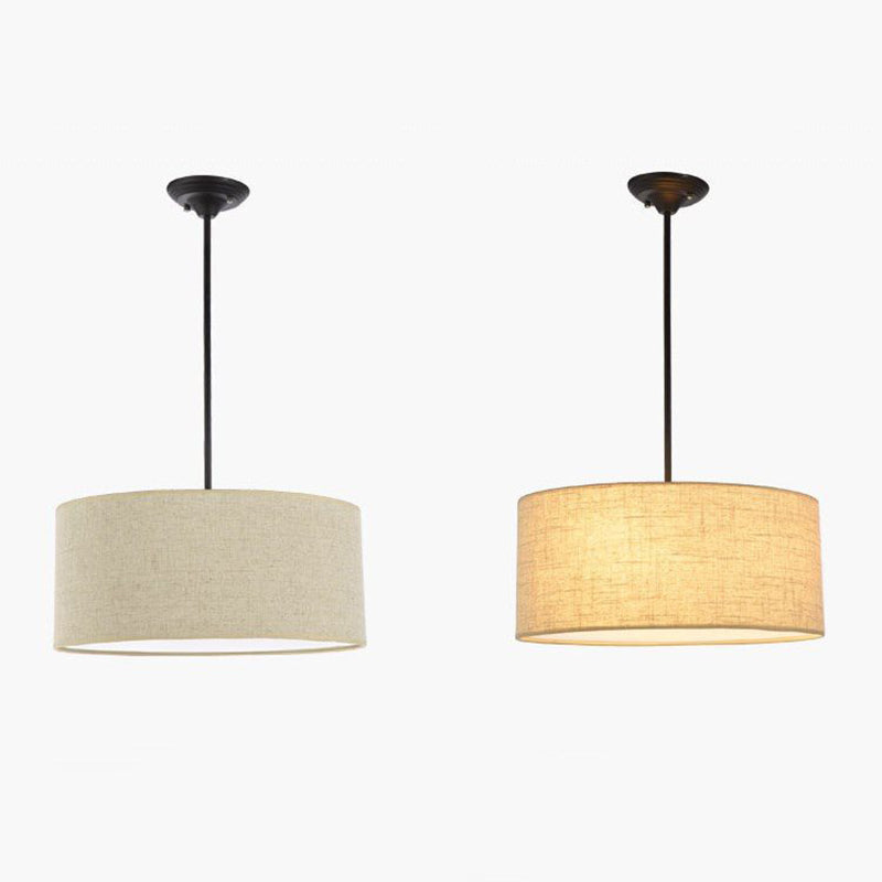 Lampada sospesa in tessuto in tessuto tamburo Modern Minimalist 1 Luce a sospensione Luce per camera da letto