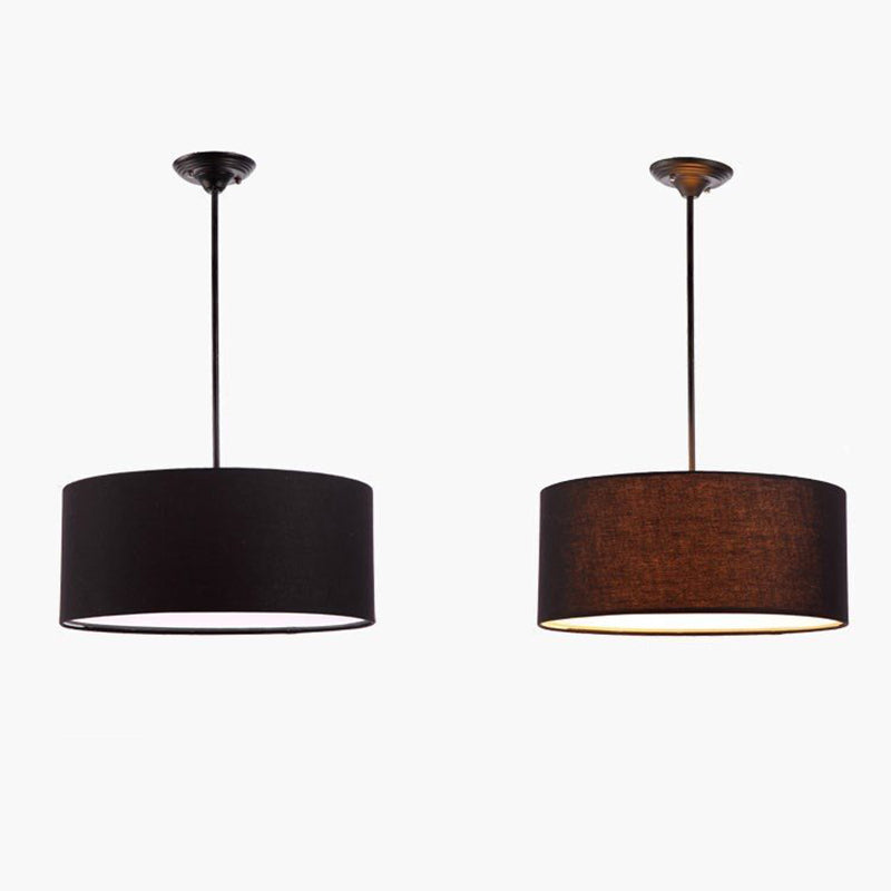 Lampada sospesa in tessuto in tessuto tamburo Modern Minimalist 1 Luce a sospensione Luce per camera da letto