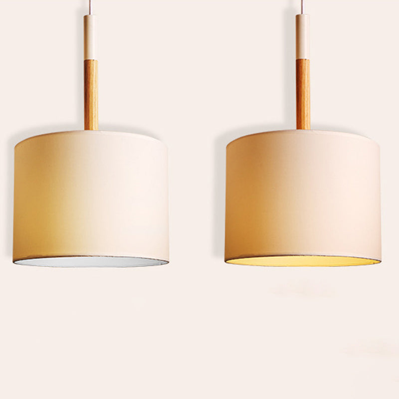 Drum Fabric Shade Pendant Hanging Lamp Modern Minimalist 1 Light Bedroom Hanging Ceiling Light
