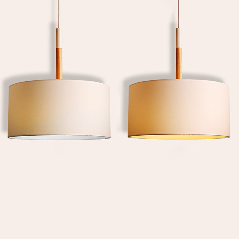 Drum Fabric Shade Pendant Hanging Lamp Modern Minimalist 1 Light Bedroom Hanging Ceiling Light