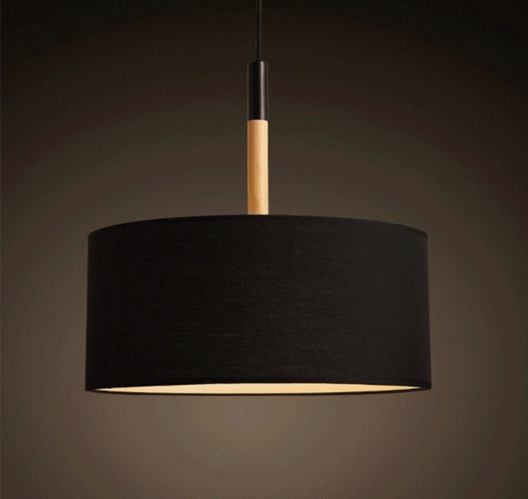 Drum Fabric Shade Pendant Hanging Lamp Modern Minimalist 1 Light Bedroom Hanging Ceiling Light
